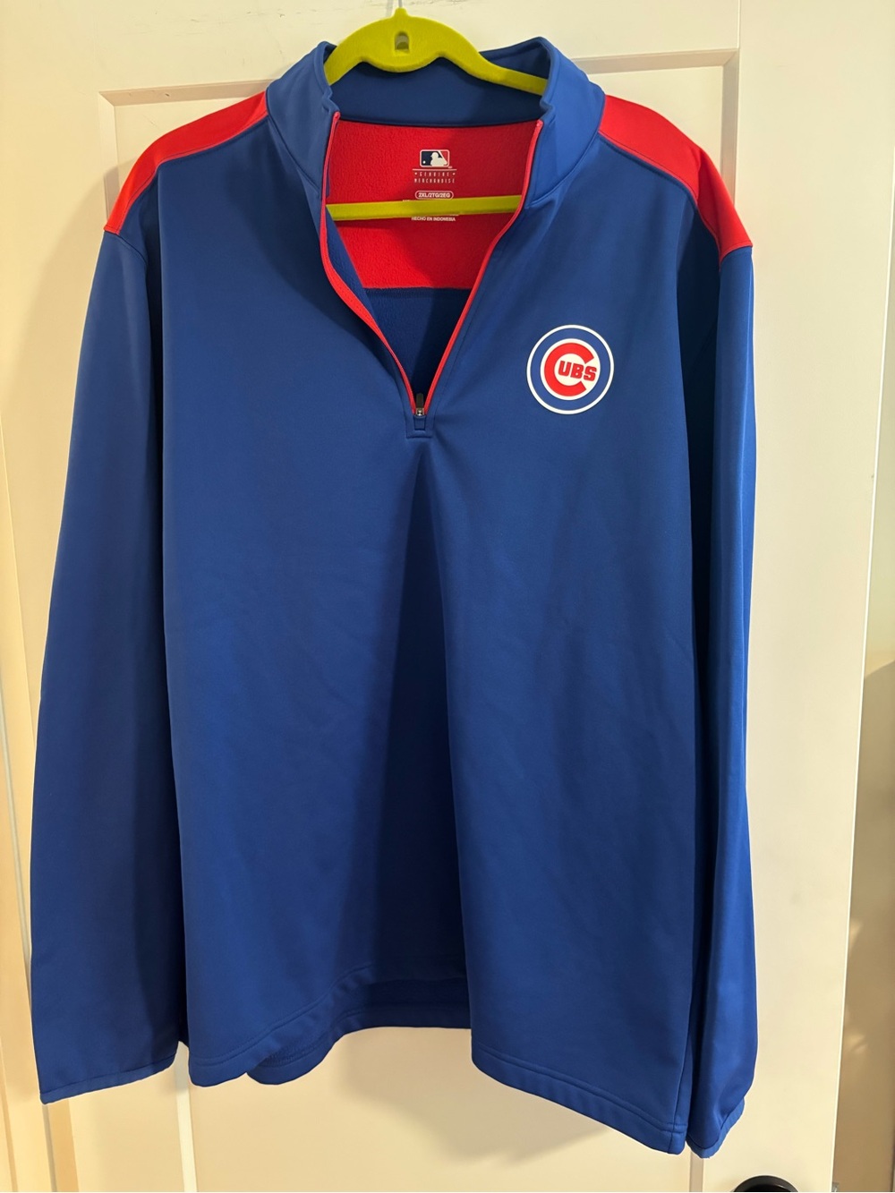Genuine Merchandise Red and Navy MLB Quarter-Zip Pullover with Yellow Trim